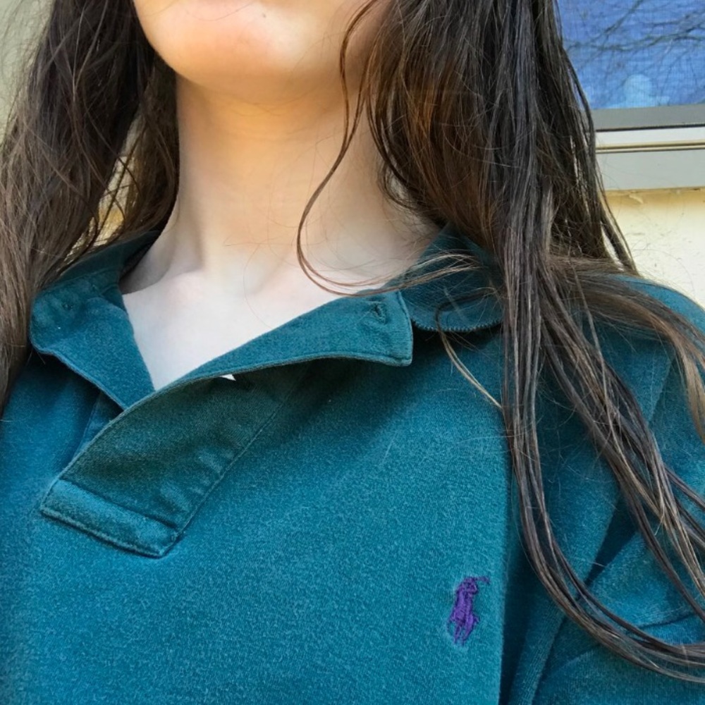 SOLD green Ralph Lauren long sleeved cropped polo